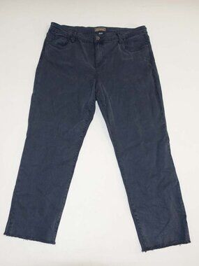 KUT from the Kloth Women's Amy Crop Straight Leg Jeans Size 18 Blue Raw Hems